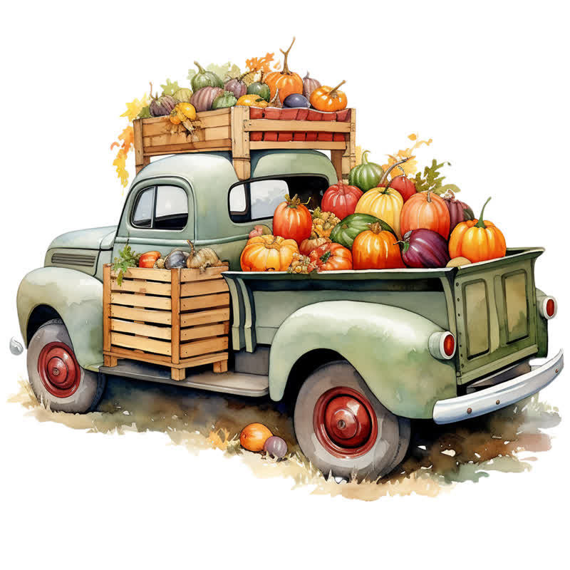 Rubbyoo Farm Truck Pumpkins Stock - Wooden Jigsaw Puzzle - A3 - Wooden Gift Packaging - image 0