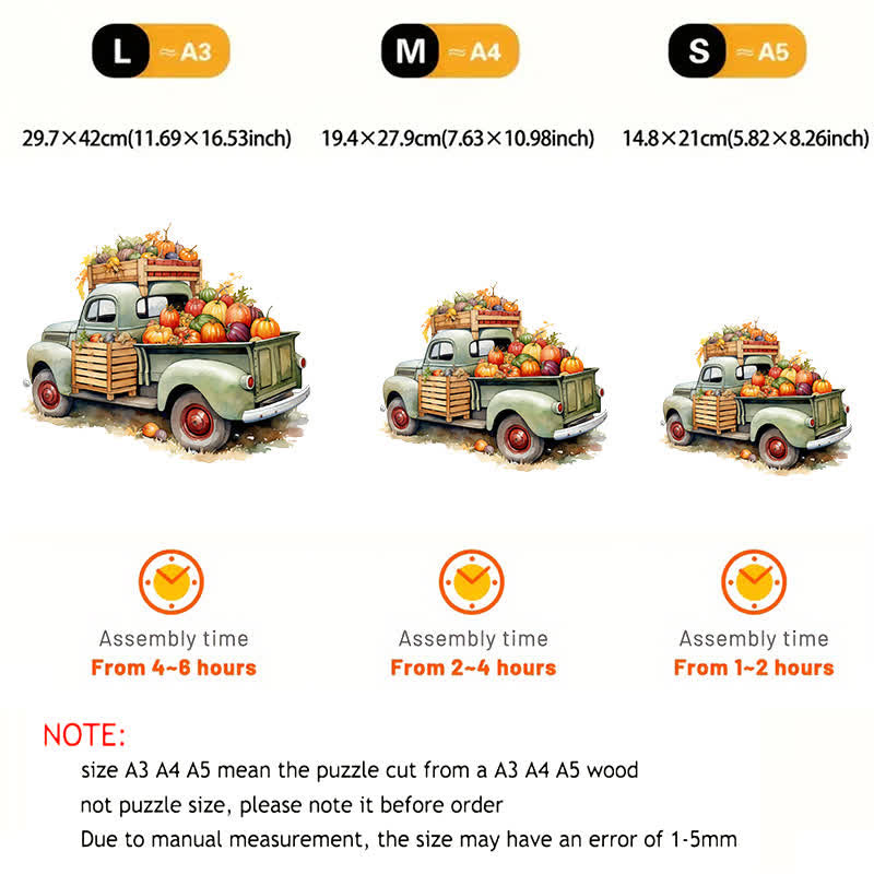 Rubbyoo Farm Truck Pumpkins Stock - Wooden Jigsaw Puzzle - image 4