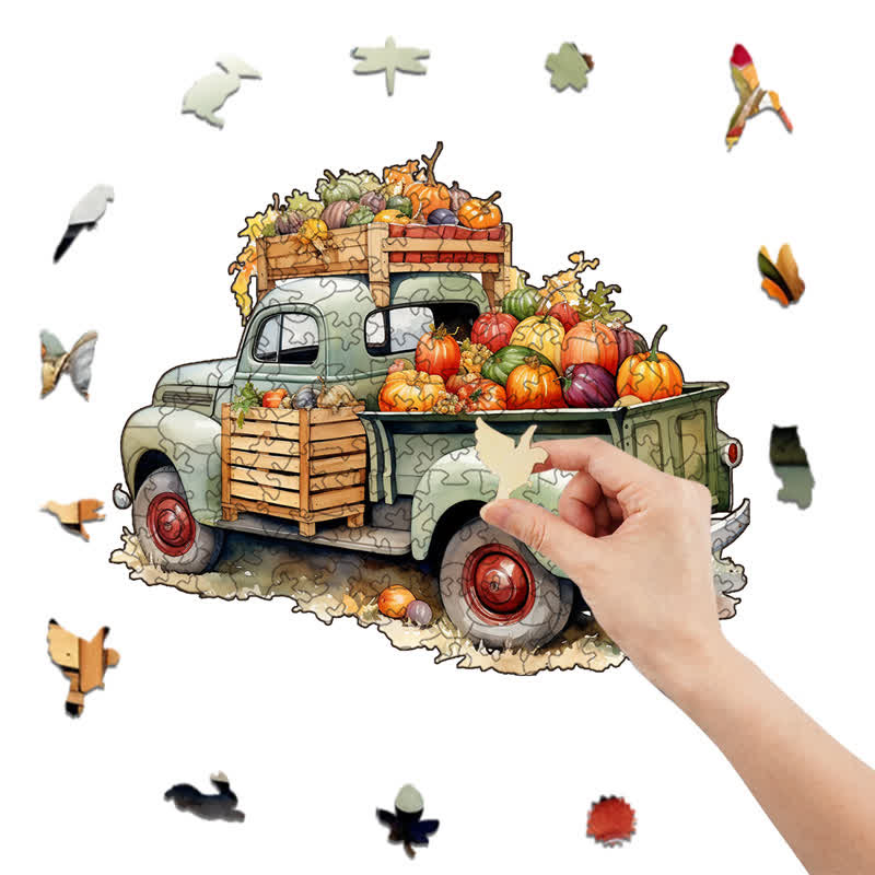 Rubbyoo Farm Truck Pumpkins Stock - Wooden Jigsaw Puzzle - image 8