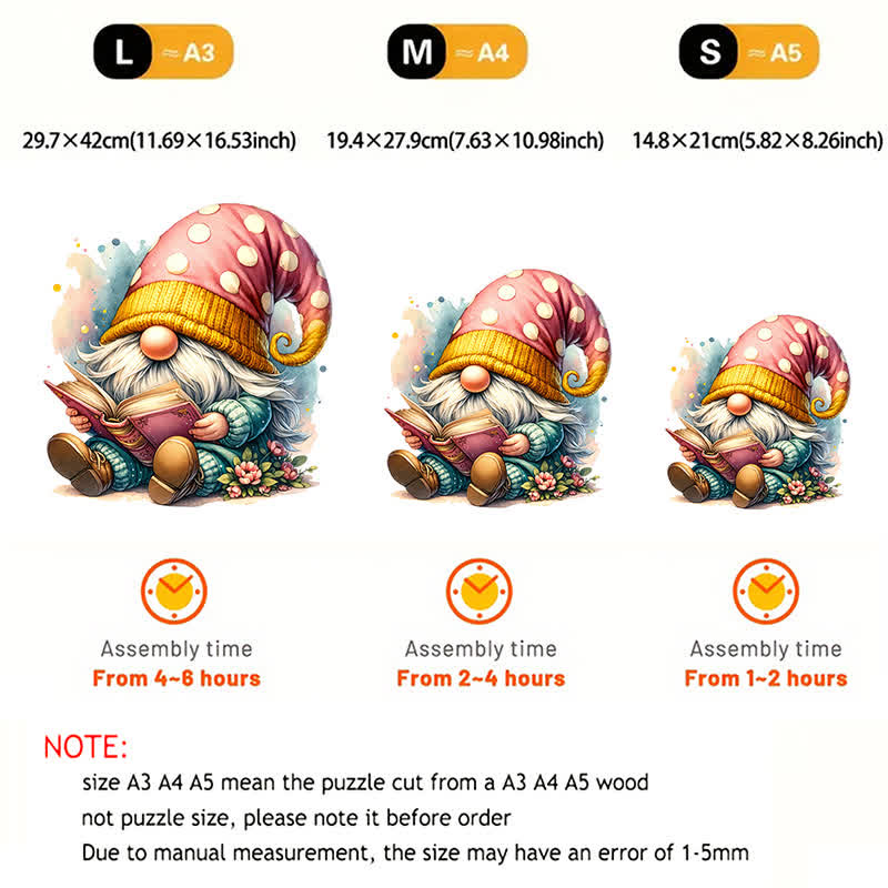 Rubbyoo Colorful Gnome On Decorative Bicycle With Paisley Patterns - Wooden Jigsaw Puzzle - image 2