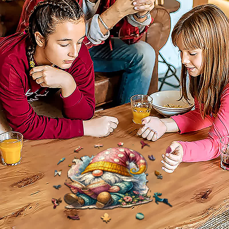 Rubbyoo Colorful Gnome On Decorative Bicycle With Paisley Patterns - Wooden Jigsaw Puzzle - image 3