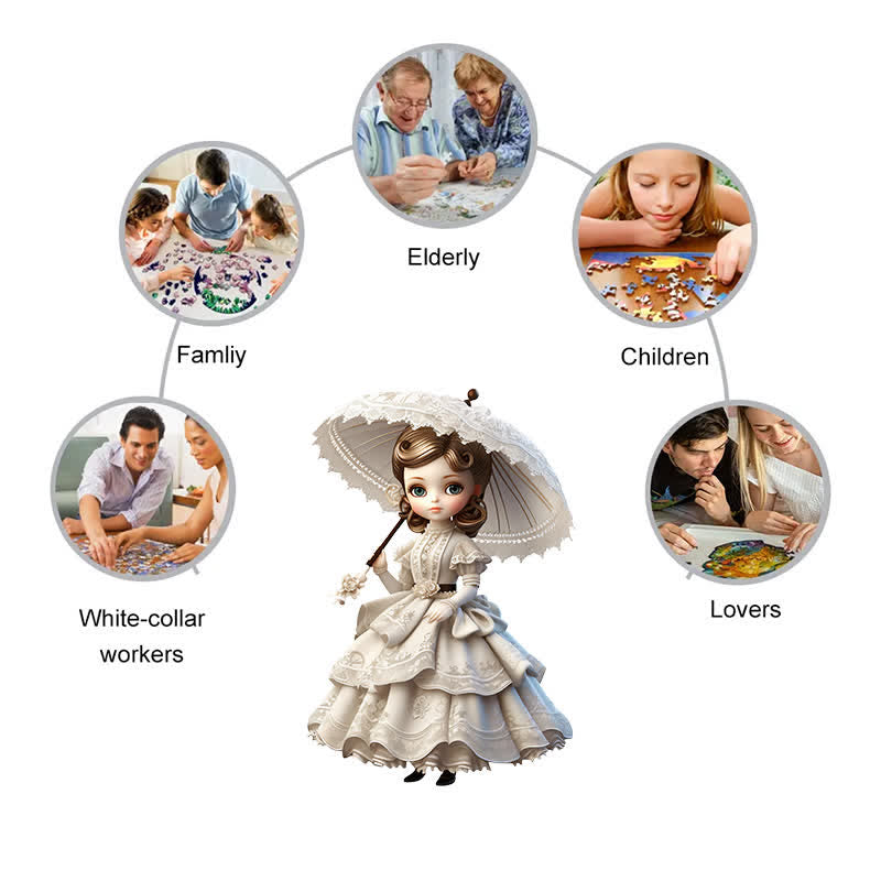 Rubbyoo Elegance Bisque Dolls Victorian Dolls With Hats - Wooden Jigsaw Puzzle - image 3