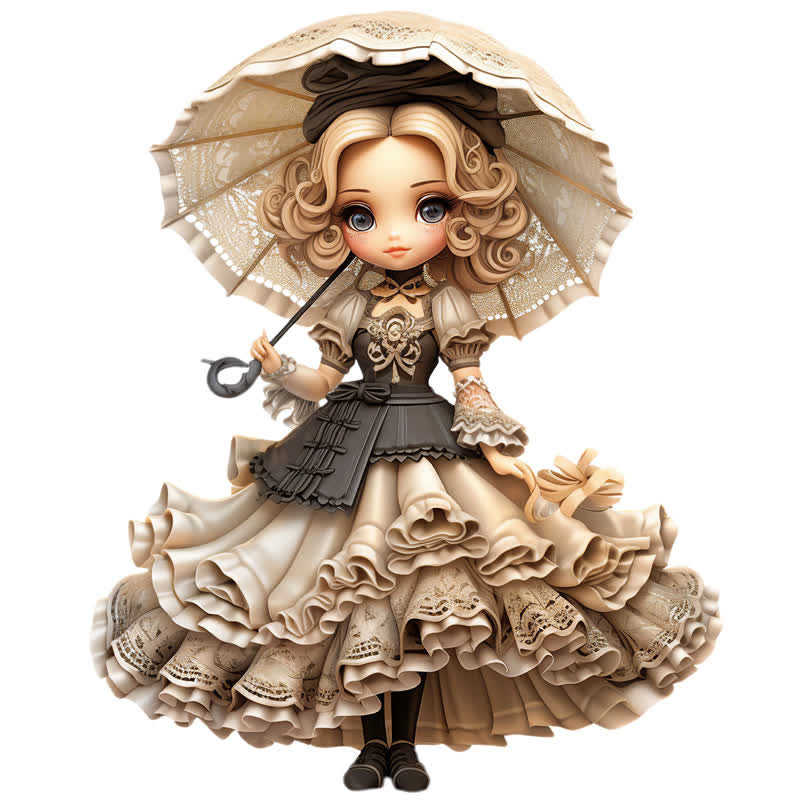 Rubbyoo Graceful Isolated Victorian Dolls with Hat Fantasy - Wooden Jigsaw Puzzle - A3 - Wooden Gift Packaging - image 0