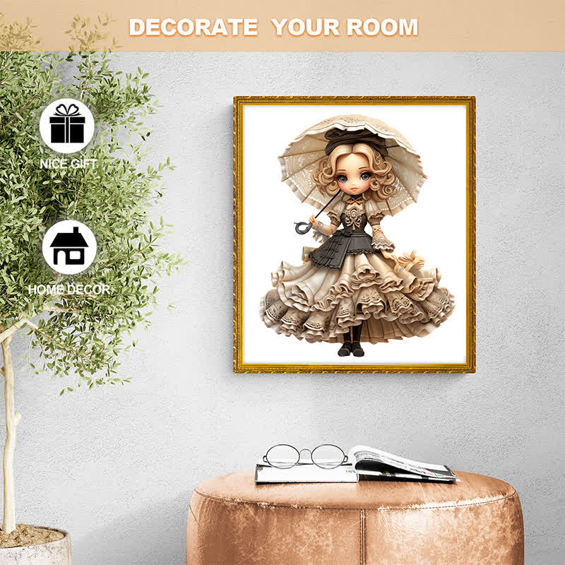 Rubbyoo Graceful Isolated Victorian Dolls with Hat Fantasy - Wooden Jigsaw Puzzle - image 7
