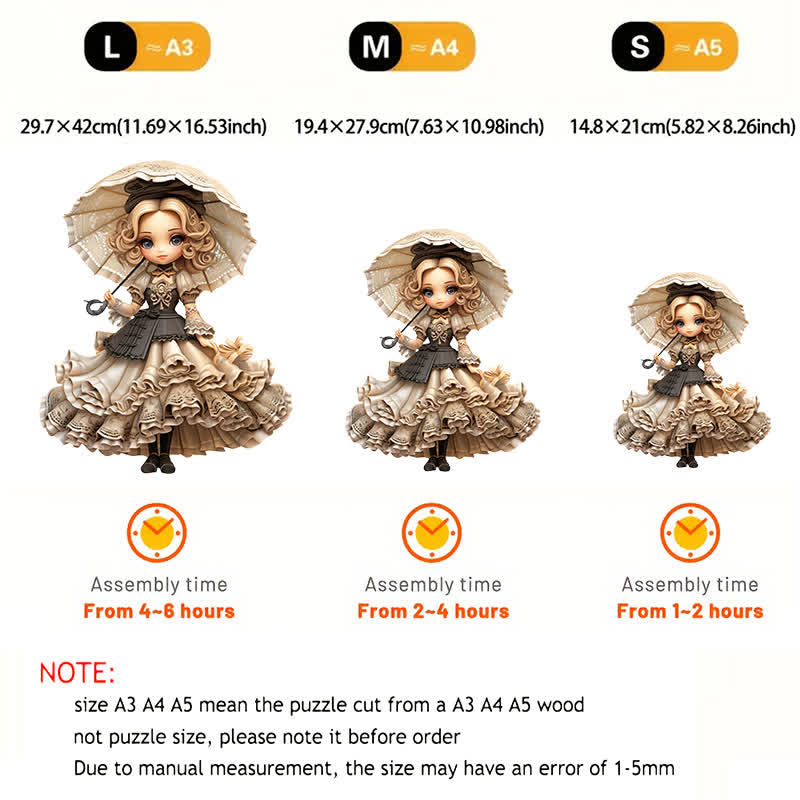 Rubbyoo Graceful Isolated Victorian Dolls with Hat Fantasy - Wooden Jigsaw Puzzle - image 2