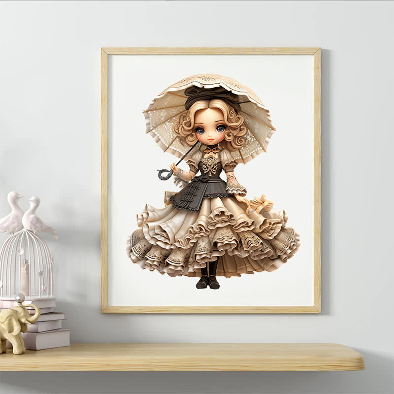 Rubbyoo Graceful Isolated Victorian Dolls with Hat Fantasy - Wooden Jigsaw Puzzle - image 6