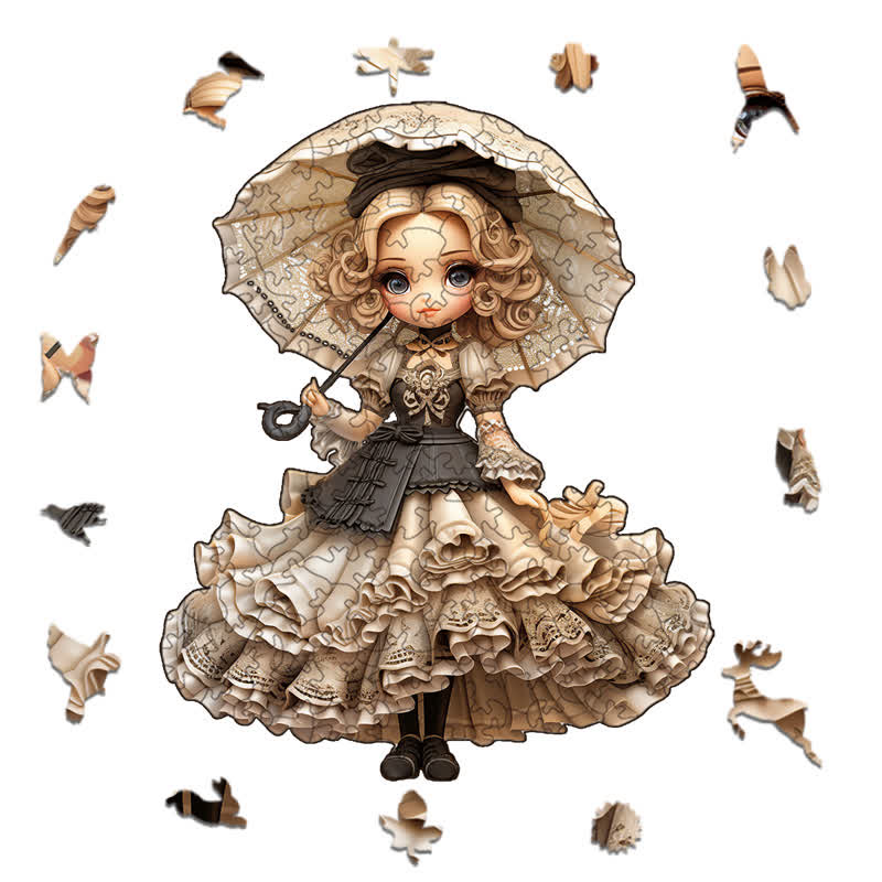 Rubbyoo Graceful Isolated Victorian Dolls with Hat Fantasy - Wooden Jigsaw Puzzle - image 1