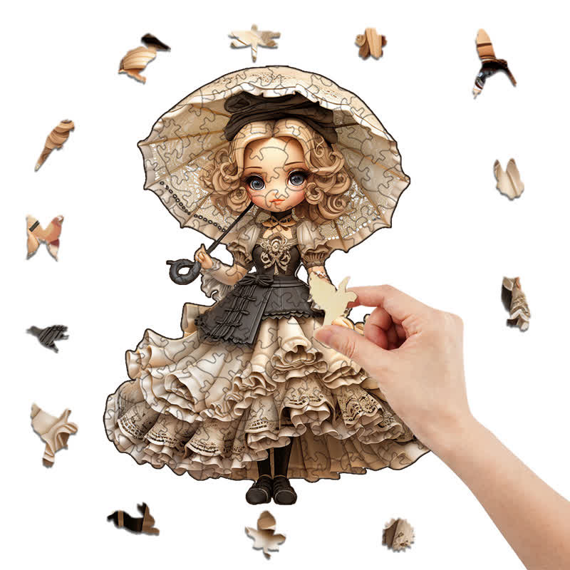 Rubbyoo Graceful Isolated Victorian Dolls with Hat Fantasy - Wooden Jigsaw Puzzle - image 8