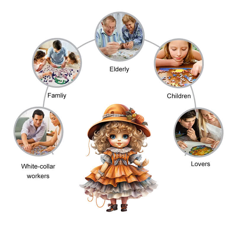 Rubbyoo Isolated Vintage Porcelain Dolls with Elegant Hats - Wooden Jigsaw Puzzle - image 5
