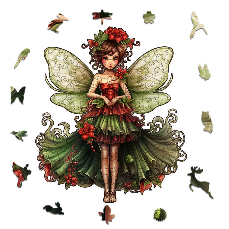 Rubbyoo Magical Green and Red Fairy - Wooden Jigsaw Puzzle - image 1