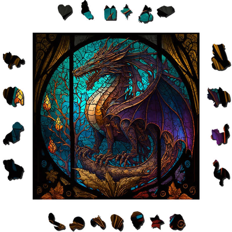 Rubbyoo Dragon Stained -2 Wooden Jigsaw Puzzle - image 1