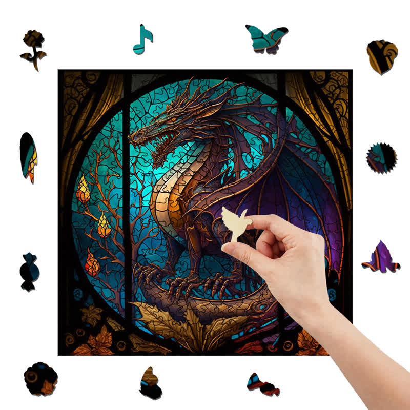 Rubbyoo Dragon Stained -2 Wooden Jigsaw Puzzle - image 8
