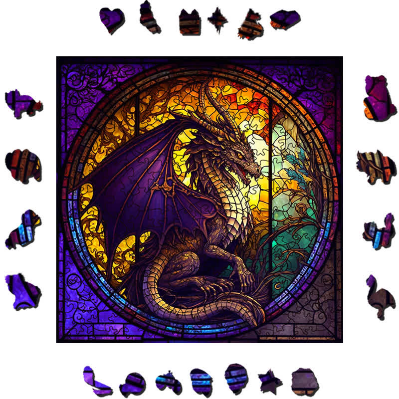 Rubbyoo Dragon Stained -4 Wooden Jigsaw Puzzle - image 1