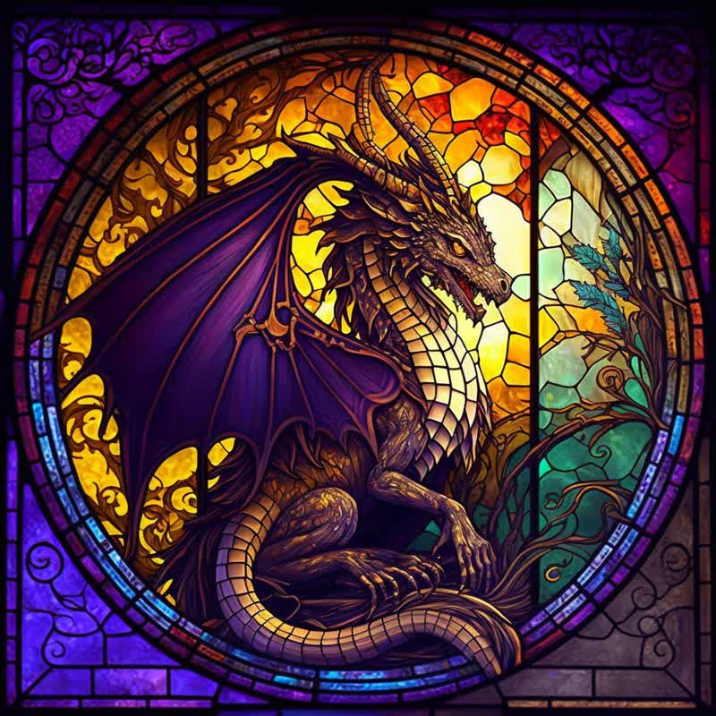 Rubbyoo Dragon Stained -4 Wooden Jigsaw Puzzle - A3 - Wooden Gift Packaging - image 0