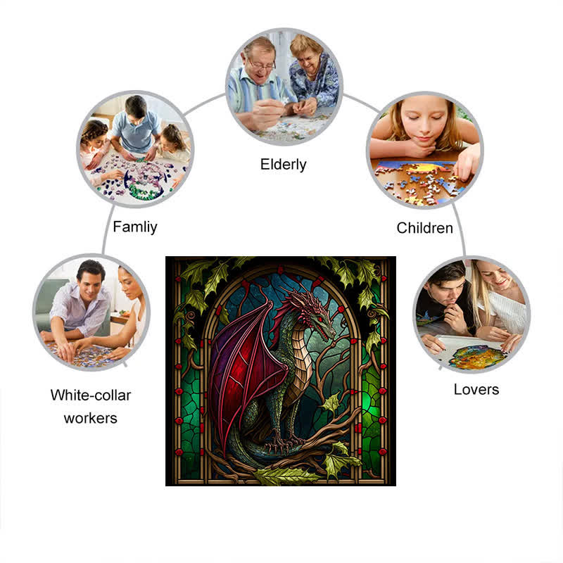 Rubbyoo Dragon Stained -3 Wooden Jigsaw Puzzle - image 5