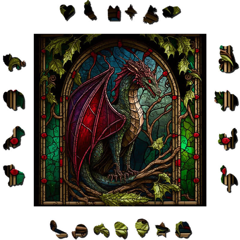 Rubbyoo Dragon Stained -3 Wooden Jigsaw Puzzle - image 1