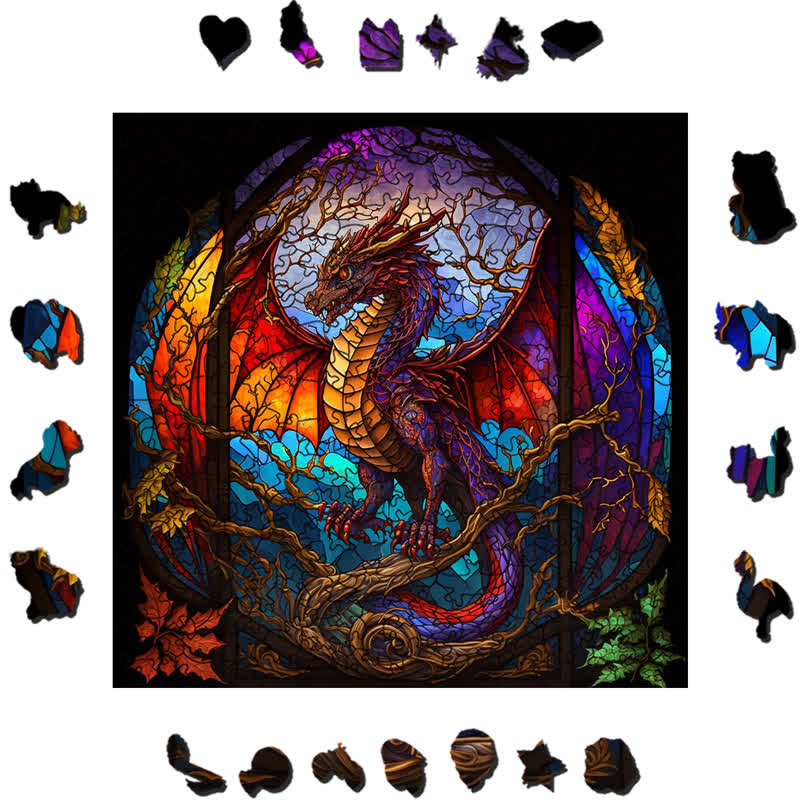 Rubbyoo Dragon Stained -1 Wooden Jigsaw Puzzle - image 1