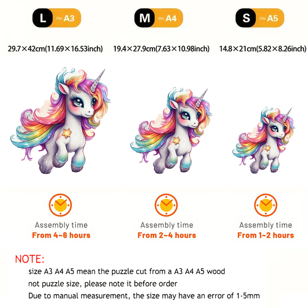 Rubbyoo Cute Unicorn With A Rainbow Mane - Wooden Jigsaw Puzzle - image 3