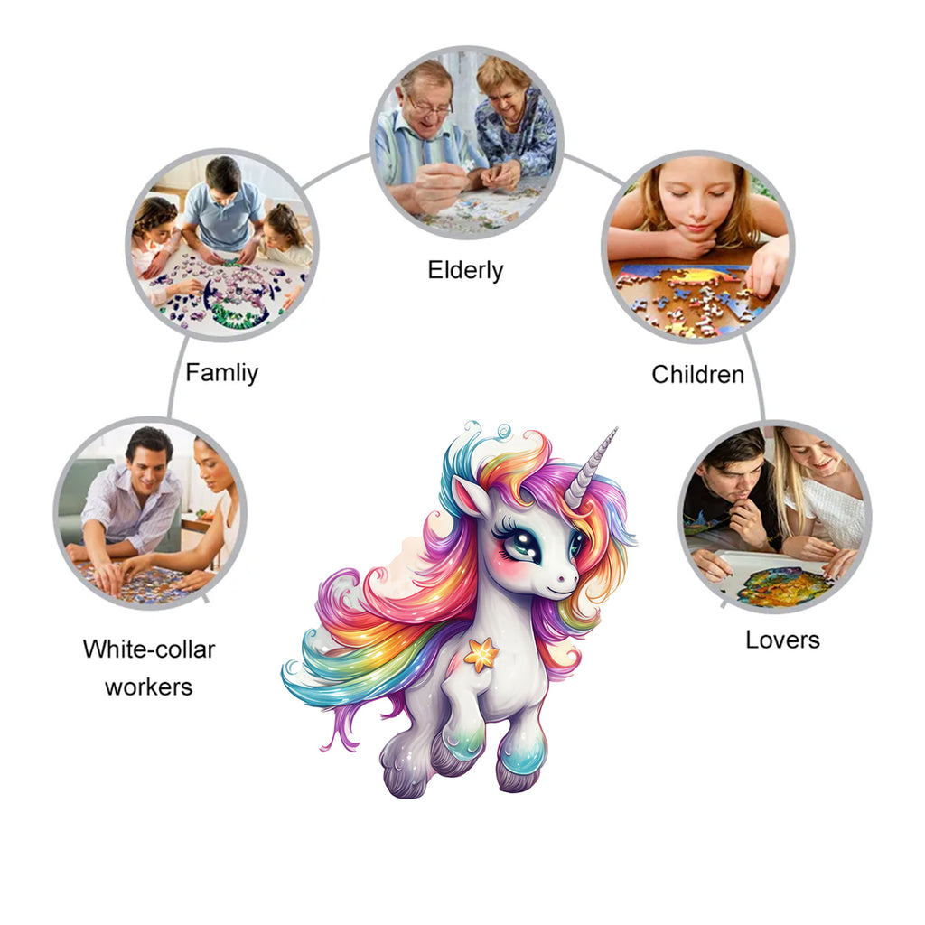 Rubbyoo Cute Unicorn With A Rainbow Mane - Wooden Jigsaw Puzzle - image 4