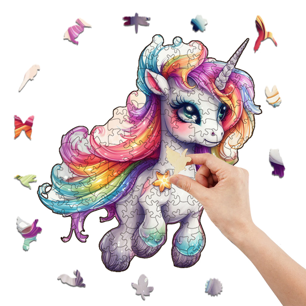 Rubbyoo Cute Unicorn With A Rainbow Mane - Wooden Jigsaw Puzzle - image 7