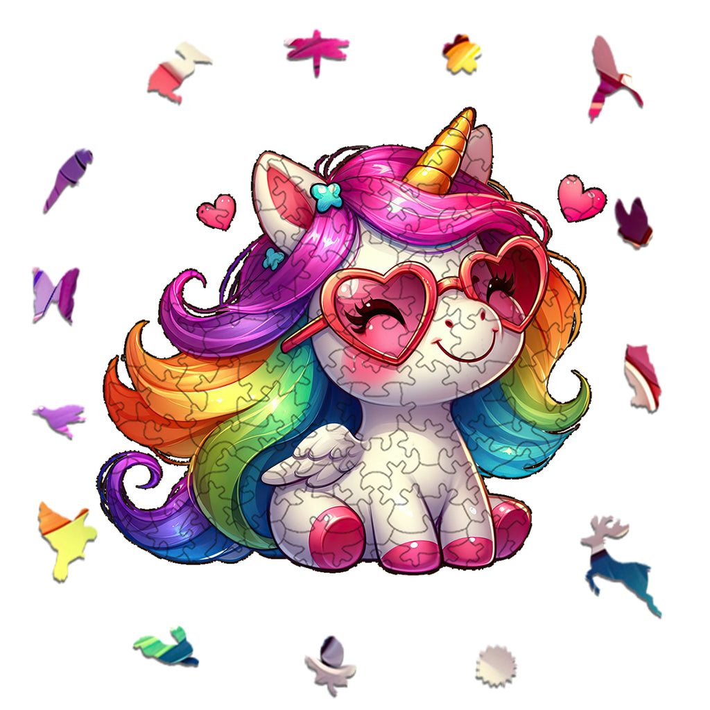 Rubbyoo Sitting Unicorn - Wooden Jigsaw Puzzle - image 1