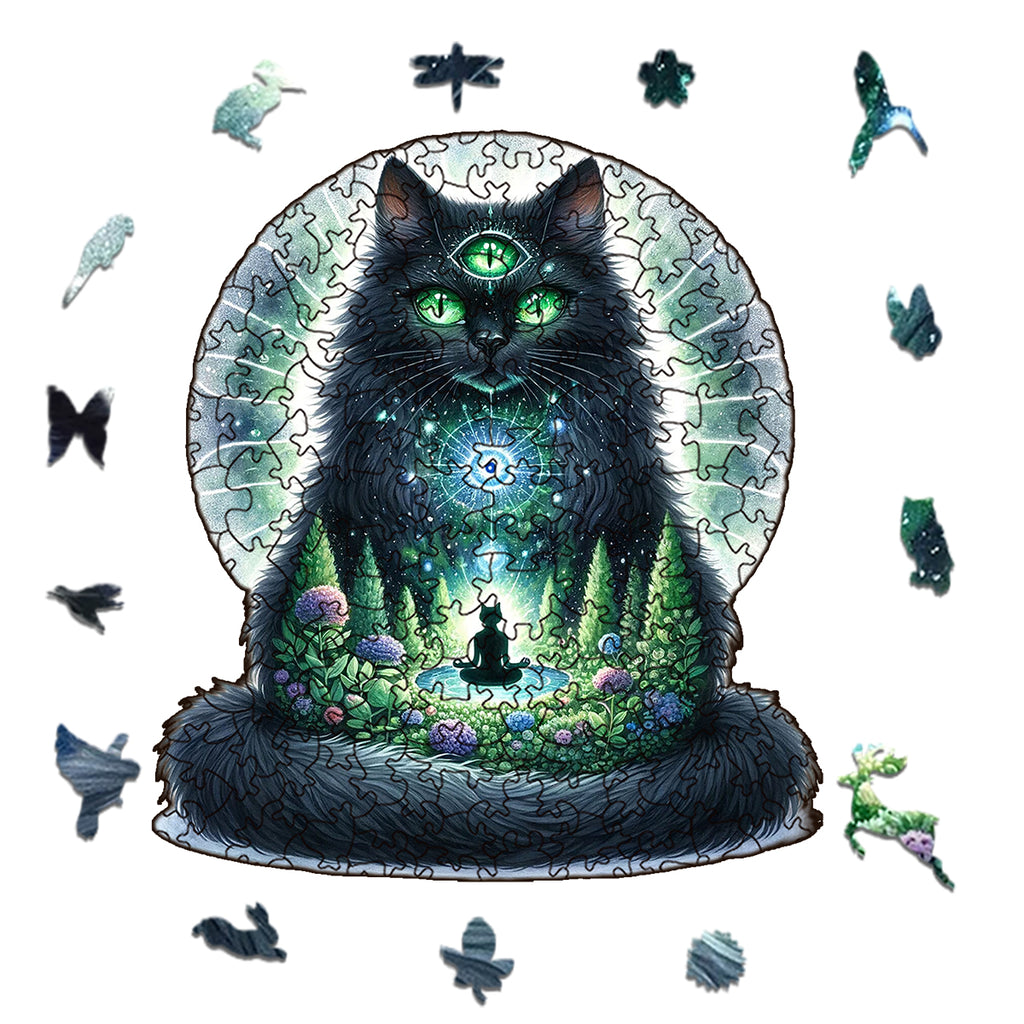 Rubbyoo Majestic Sorcerer Cat | Guardian Of The Arcane -4 Wooden Jigsaw Puzzle - image 1
