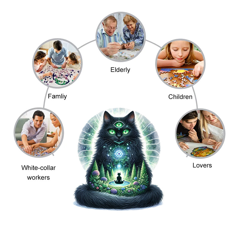 Rubbyoo Majestic Sorcerer Cat | Guardian Of The Arcane -4 Wooden Jigsaw Puzzle - image 4