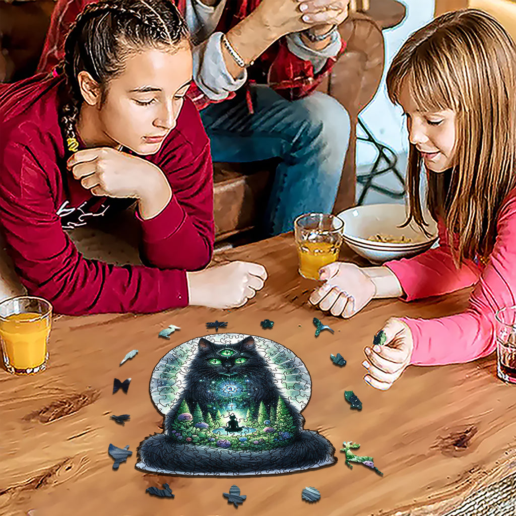 Rubbyoo Majestic Sorcerer Cat | Guardian Of The Arcane -4 Wooden Jigsaw Puzzle - image 3