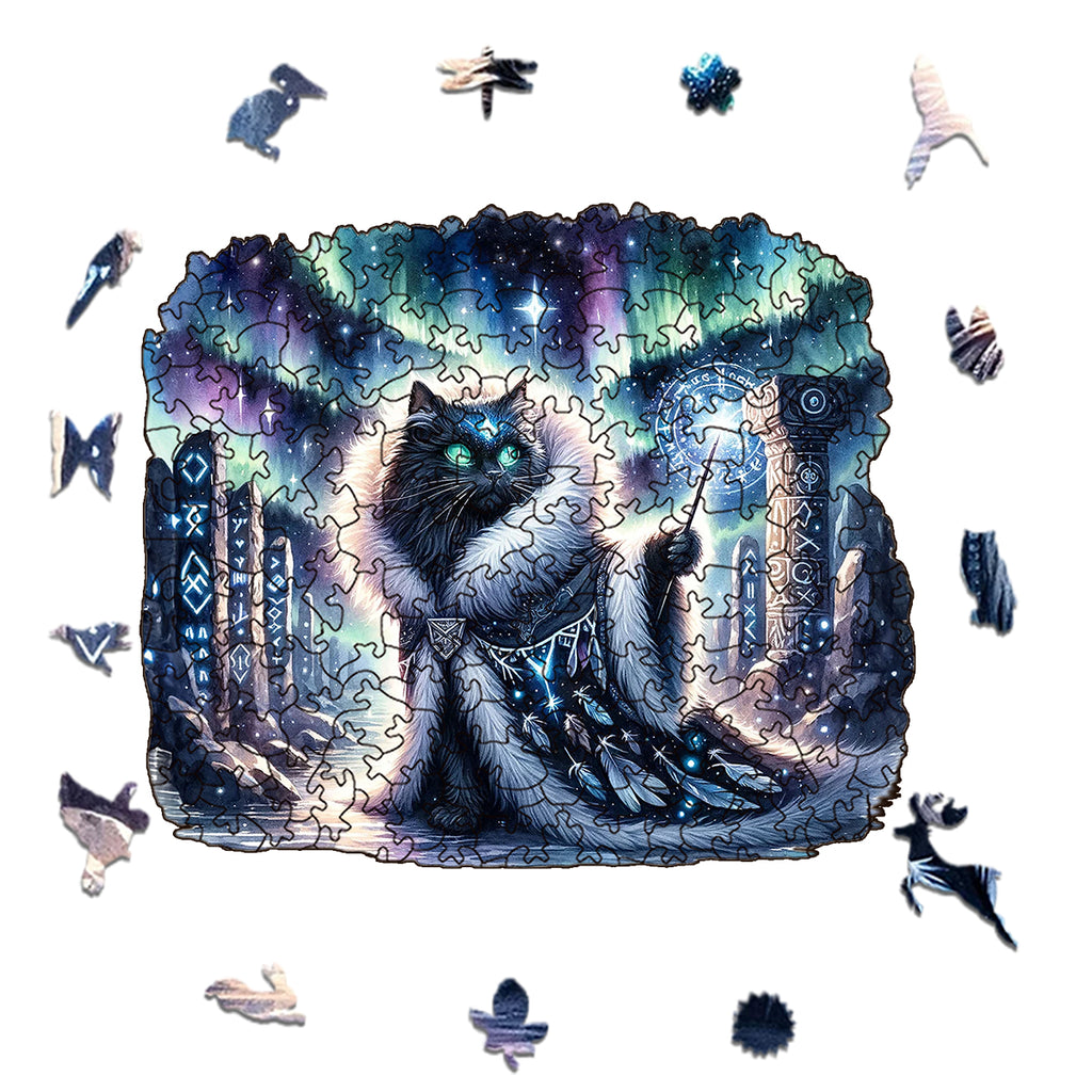 Rubbyoo Majestic Sorcerer Cat | Guardian Of The Arcane - Wooden Jigsaw Puzzle - image 1