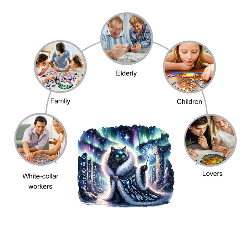 Rubbyoo Majestic Sorcerer Cat | Guardian Of The Arcane - Wooden Jigsaw Puzzle - image 5