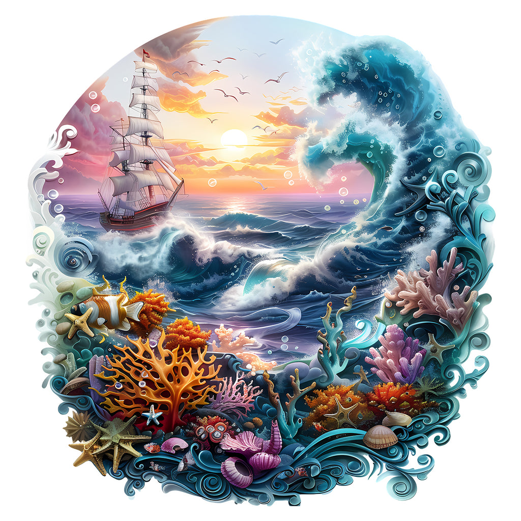 Rubbyoo Vibrant ocean - Wooden Jigsaw Puzzle - A3 - Wooden Gift Packaging - image 0