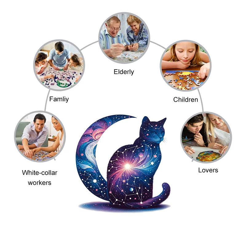 Rubbyoo Cosmic Garden Cat -3 Wooden Jigsaw Puzzle - image 6