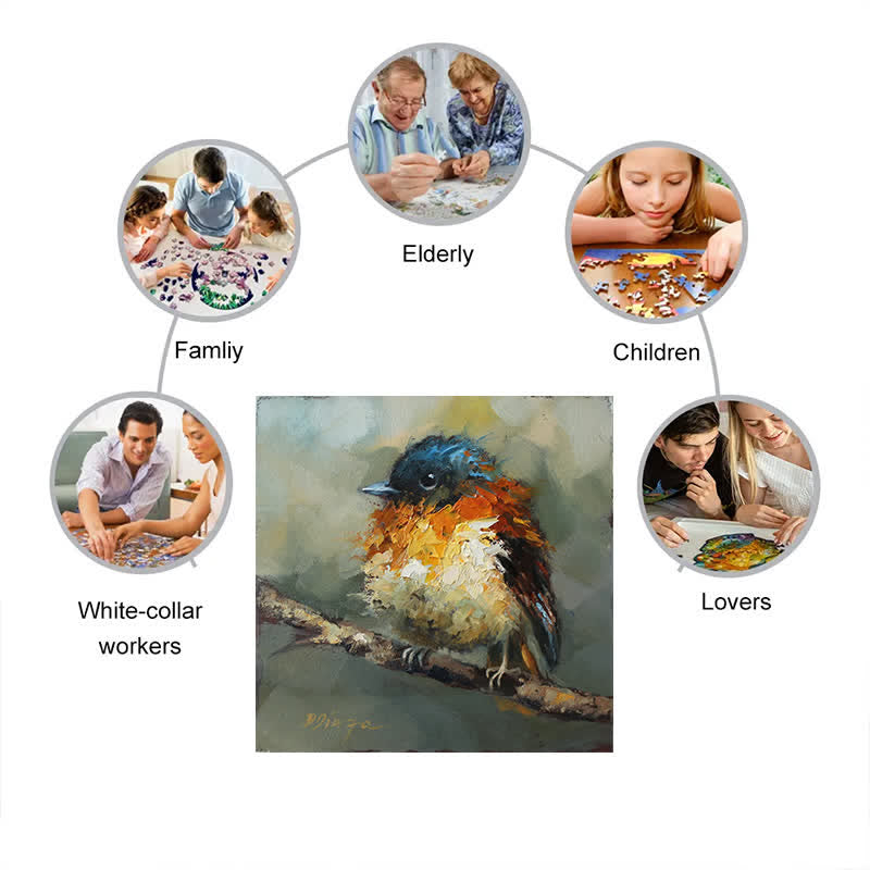 Rubbyoo Orange Black Flycatcher Bird - Wooden Jigsaw Puzzle - image 3