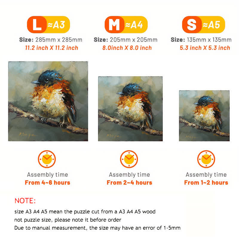 Rubbyoo Orange Black Flycatcher Bird - Wooden Jigsaw Puzzle - image 2