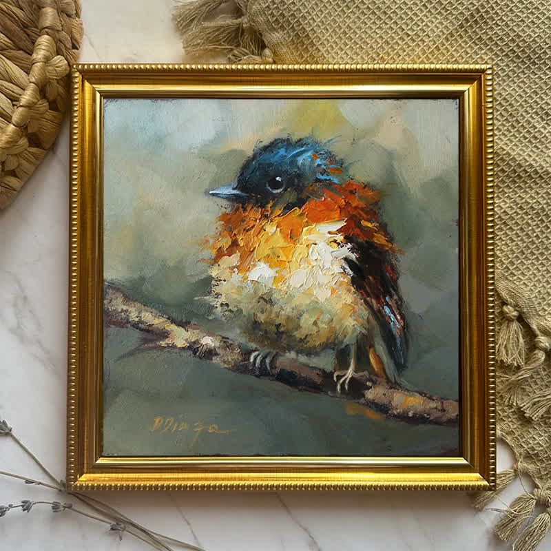 Rubbyoo Orange Black Flycatcher Bird - Wooden Jigsaw Puzzle - image 6