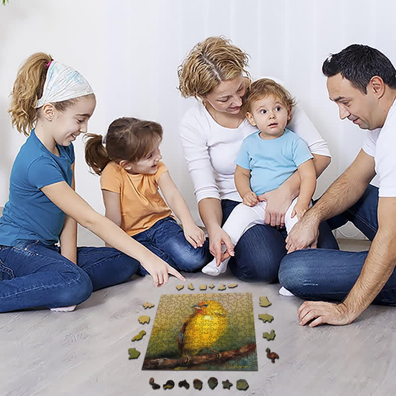 Rubbyoo Yellow Saffron Finch Bird - Wooden Jigsaw Puzzle - image 4