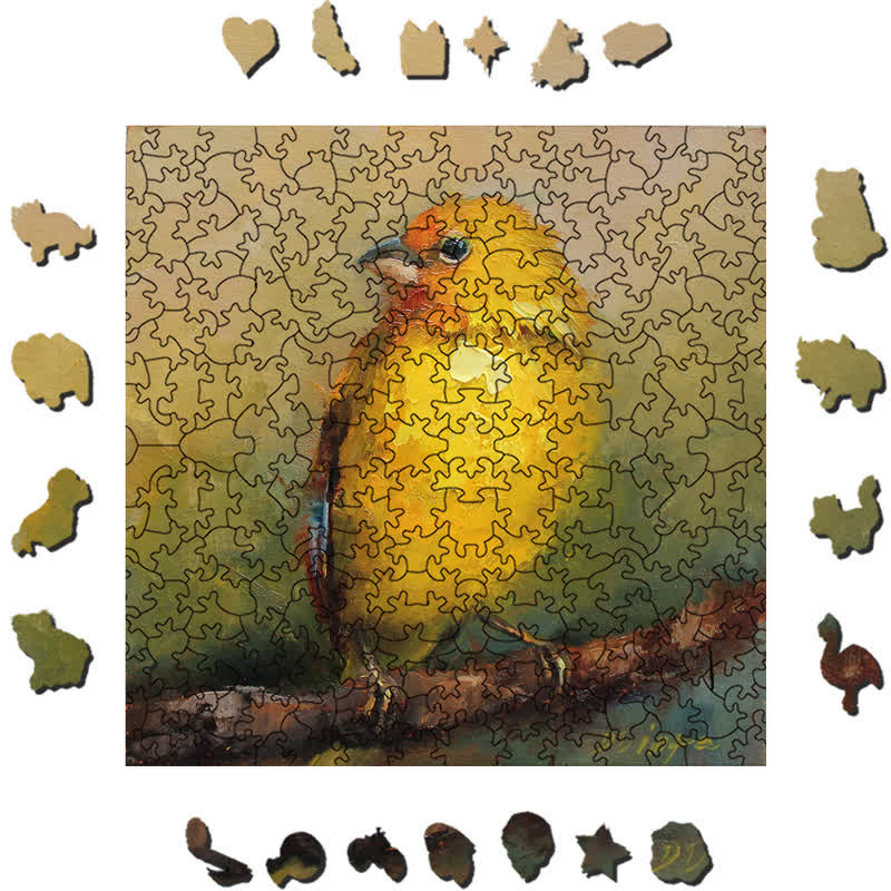 Rubbyoo Yellow Saffron Finch Bird - Wooden Jigsaw Puzzle - image 1