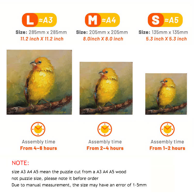 Rubbyoo Yellow Saffron Finch Bird - Wooden Jigsaw Puzzle - image 2
