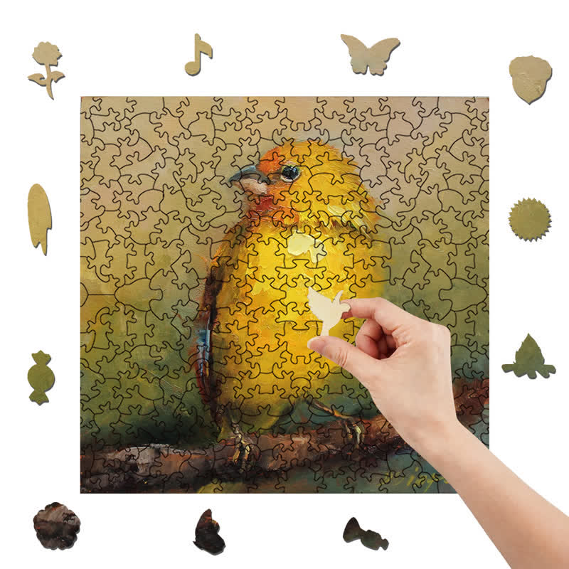 Rubbyoo Yellow Saffron Finch Bird - Wooden Jigsaw Puzzle - image 8