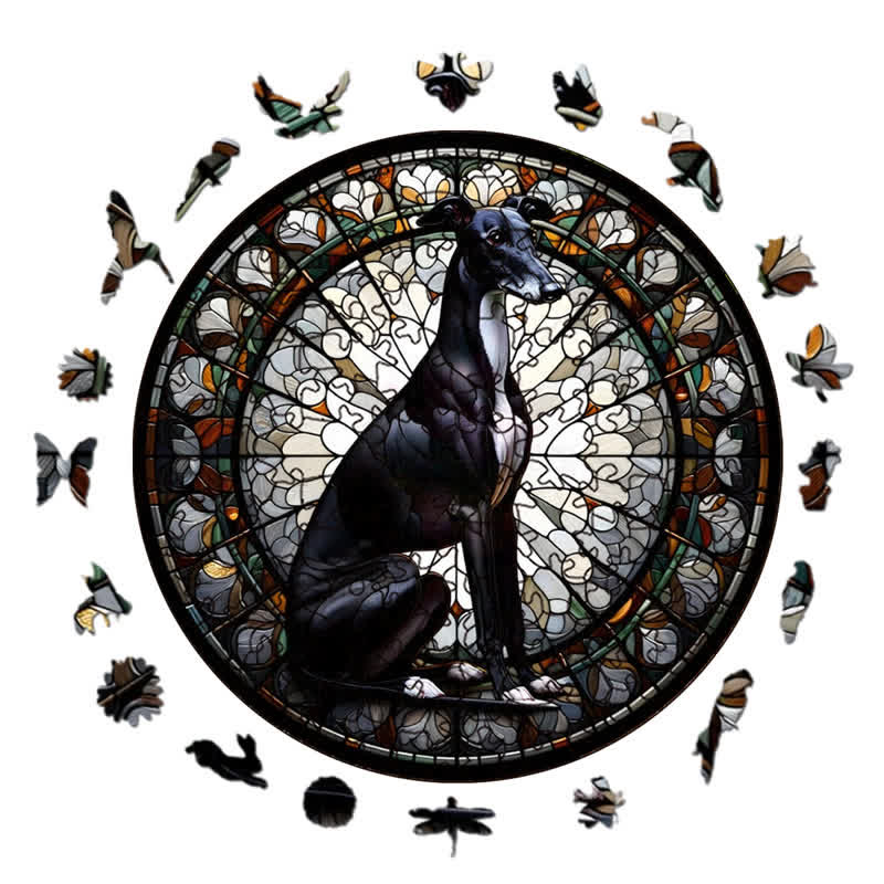 Rubbyoo Black Greyhound Dog - Wooden Jigsaw Puzzle - image 1
