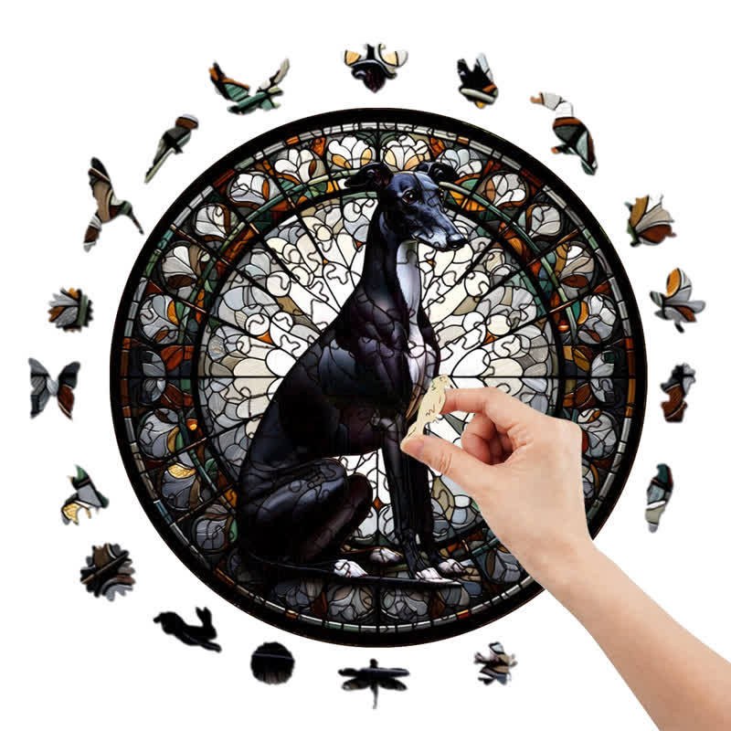 Rubbyoo Black Greyhound Dog - Wooden Jigsaw Puzzle - image 6