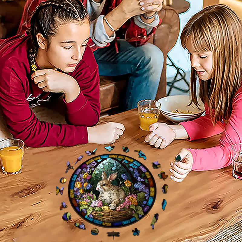 Rubbyoo Bunny Floral Basket Sign - Wooden Jigsaw Puzzle - image 3