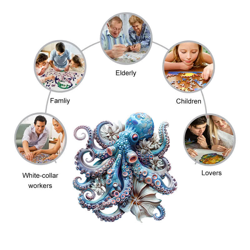 Rubbyoo Blue Octopus - Wooden Jigsaw Puzzle - image 2