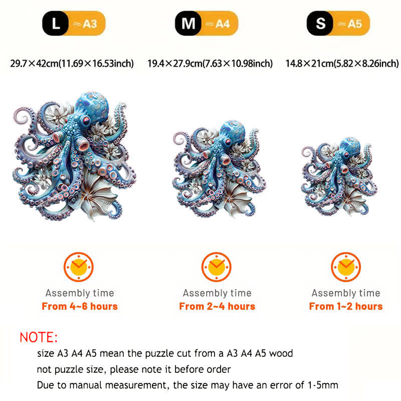 Rubbyoo Blue Octopus - Wooden Jigsaw Puzzle - image 3