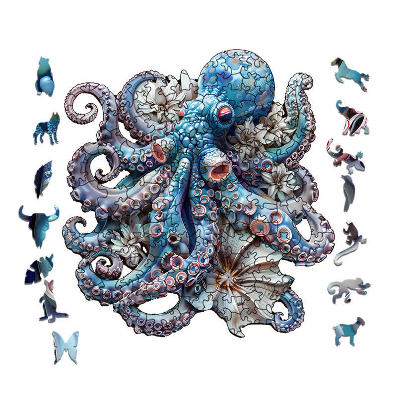 Rubbyoo Blue Octopus - Wooden Jigsaw Puzzle - image 1
