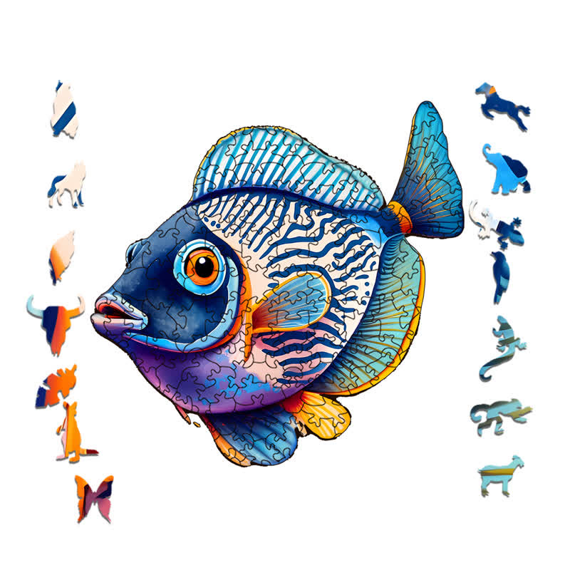 Rubbyoo Colorful Striped Fish - Wooden Jigsaw Puzzle - image 1