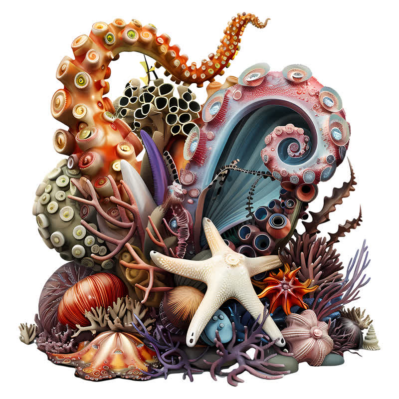 Rubbyoo Colorful Underwater Scene - Wooden Jigsaw Puzzle - A3 - Wooden Gift Packaging - image 0