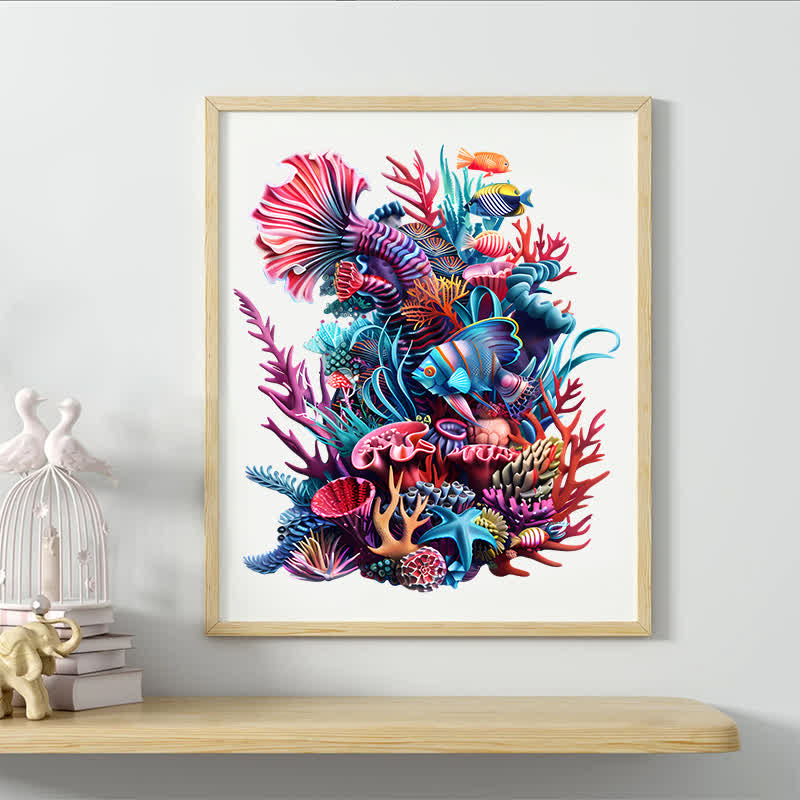 Rubbyoo Colorful Vibrant Corals With Lifelike Fish - Wooden Jigsaw Puzzle - image 4