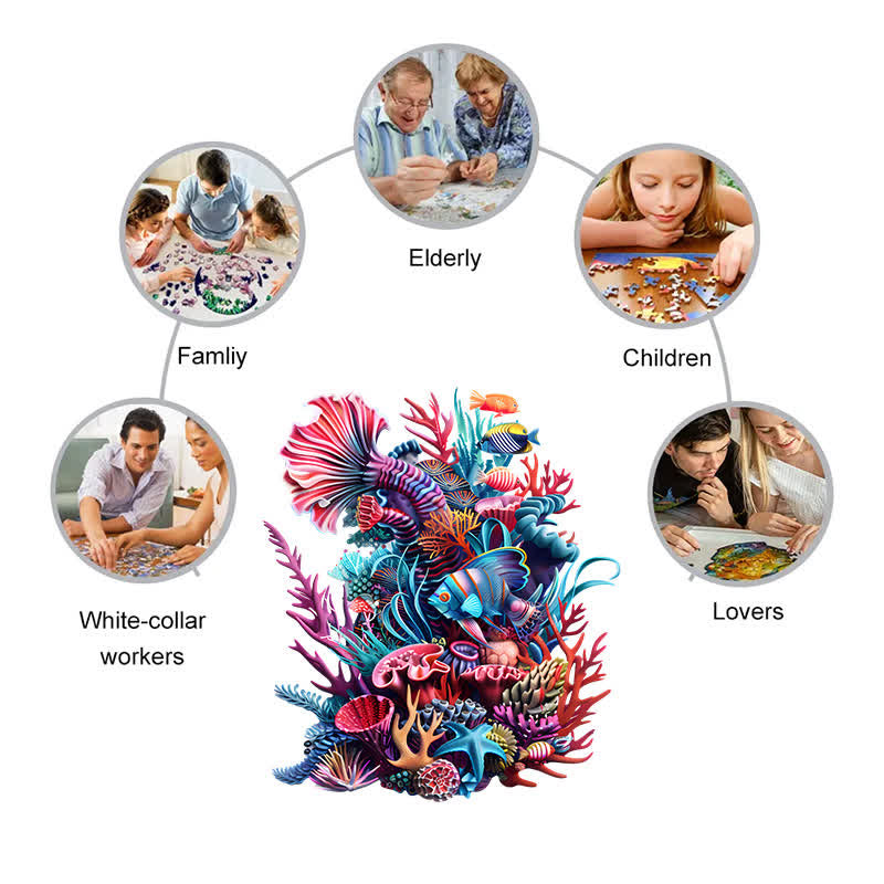 Rubbyoo Colorful Vibrant Corals With Lifelike Fish - Wooden Jigsaw Puzzle - image 3