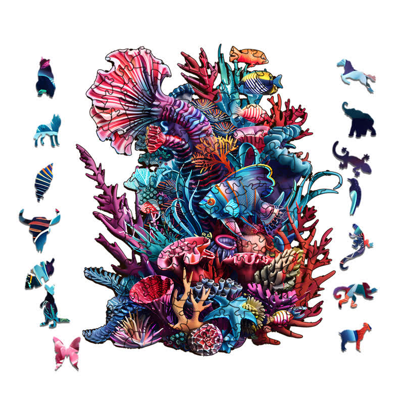 Rubbyoo Colorful Vibrant Corals With Lifelike Fish - Wooden Jigsaw Puzzle - image 1